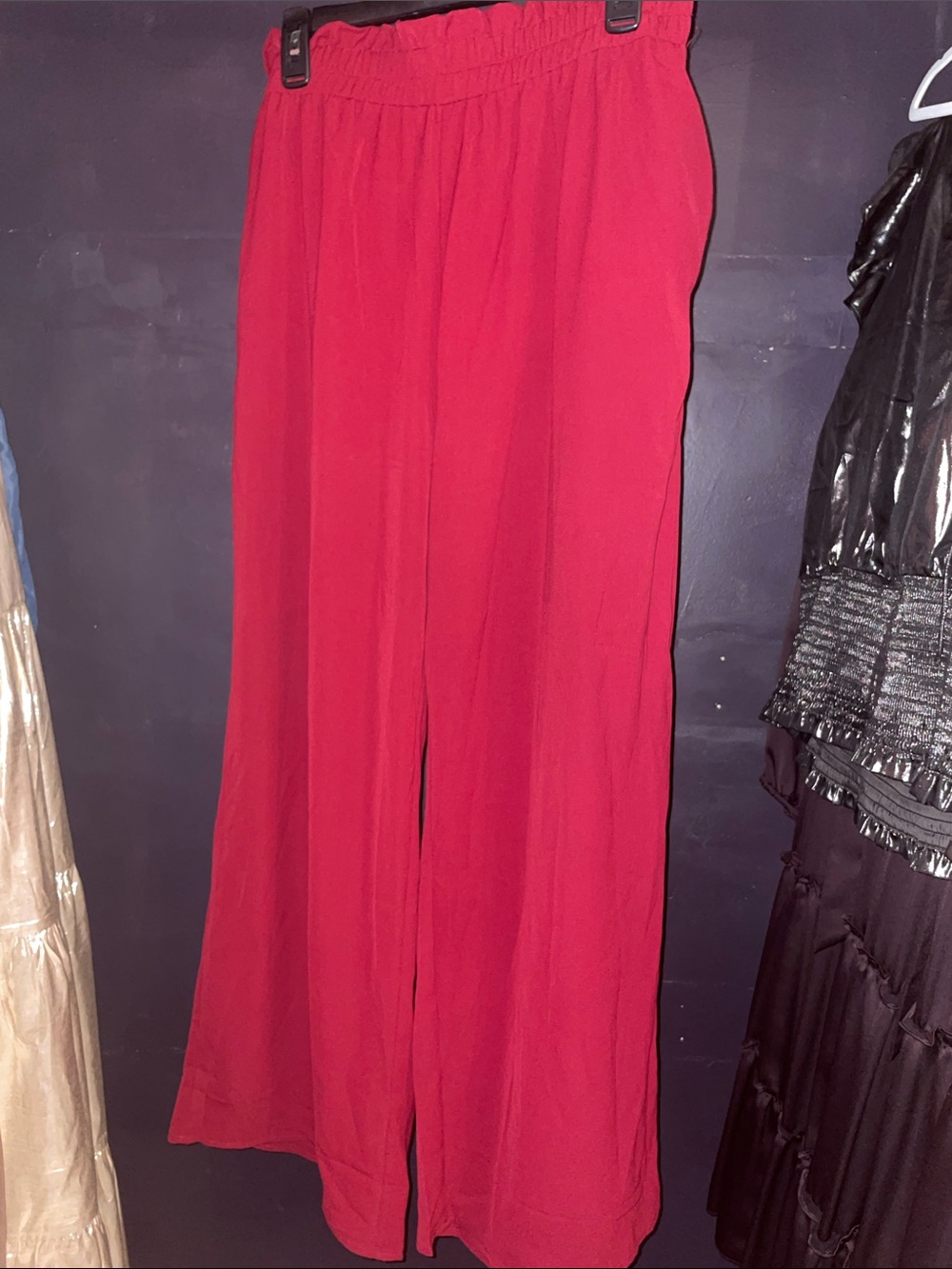 SHEIN Red Wide Leg Women’s Pants with Elastic Waist
